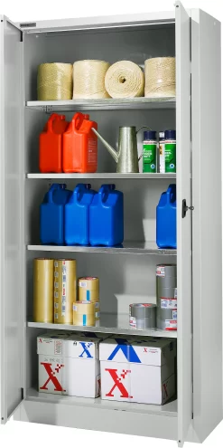 Schäfer Shop Pure Universalschrank, Aus Stahl, 4 Böden, 5 OH, Abschließbar, B 800 X T 400 X H 1935 Mm, Lichtgrau RAL 7035