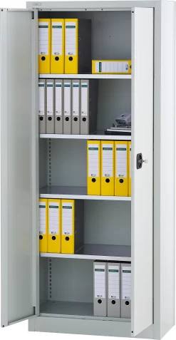Schäfer Shop Pure Universalschrank, Aus Stahl, 4 Böden, 5 OH, Abschließbar, B 800 X T 400 X H 1935 Mm, Lichtgrau RAL 7035 -Lager und Betriebslager schaefer shop pure universalschrank aus stahl 4 boeden 5 oh abschliessbar b 800 x t 400 x h 1935 mm lichtgrau ral 7035 img SI 440331 O cut A4