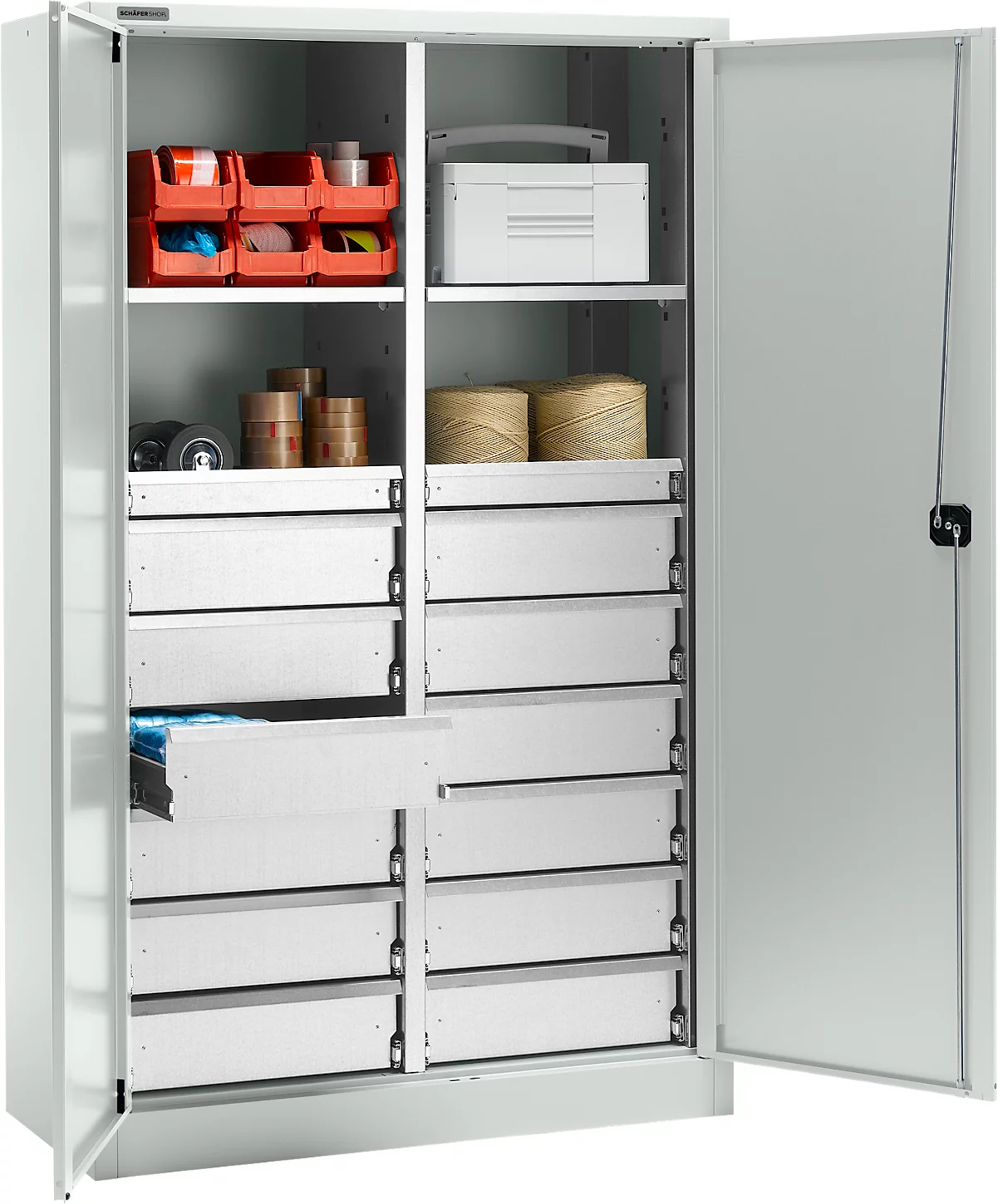 Schäfer Shop Select Materialschrank MS 2512, Mit 14 Schubladen, B 1200 X T 500 X H 1935 Mm, Feinblech, Lichtgrau 1 Schäfer Shop Select Materialschrank MS 2512, Mit 14 Schubladen, B 1200 X T 500 X H 1935 Mm, Feinblech, Lichtgrau