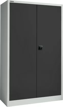 Schäfer Shop Select Materialschrank MSI 2512, 5 Ordnerhöhen, 4 Zwischenböden, Zylinderschloss, B 1200 X T 500 X H 1935 Mm, Lichtgrau/anthrazitgrau