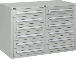 Schäfer Shop Select Schubladenschrank SF 120, 12 Schübe Mit Etikettenschildern, Abschließbar, B 1055 X T 500 X H 723 Mm, Lichtgrau RAL 7035/lichtgrau RAL 7035