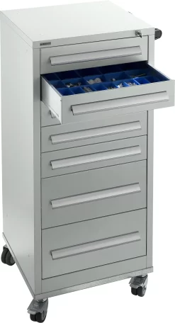 Schäfer Shop Select Schubladenschrank SFR 70, 7 Schübe, Mit Rollen, Lichgrau RAL 7035 Lichgrau RAL 7035