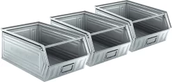 Schäfer Shop Select Sichtlagerkasten, Mit Tragestab, L 520 X B 310 X H 202 Mm, 26 L, Stahl, Verzinkt, 3 Stück