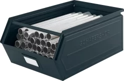 Schäfer Shop Select Sichtlagerkasten, Mit Tragestab, L 524 X B 307 X H 201 Mm, 26 L, 120 Kg, Stahl, RAL 5008 (graublau) -Lager und Betriebslager schaefer shop select sichtlagerkasten mit tragestab l 524 x b 307 x h 201 mm 26 l 120 kg stahl ral 5008 graublau img SI 883341 D cut