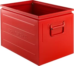 Schäfer Shop Select Stapelbox, 40 L, 150 Kg, L 480 X B 308 X H 301 Mm, Stahl, RAL 3000 (feuerrot)