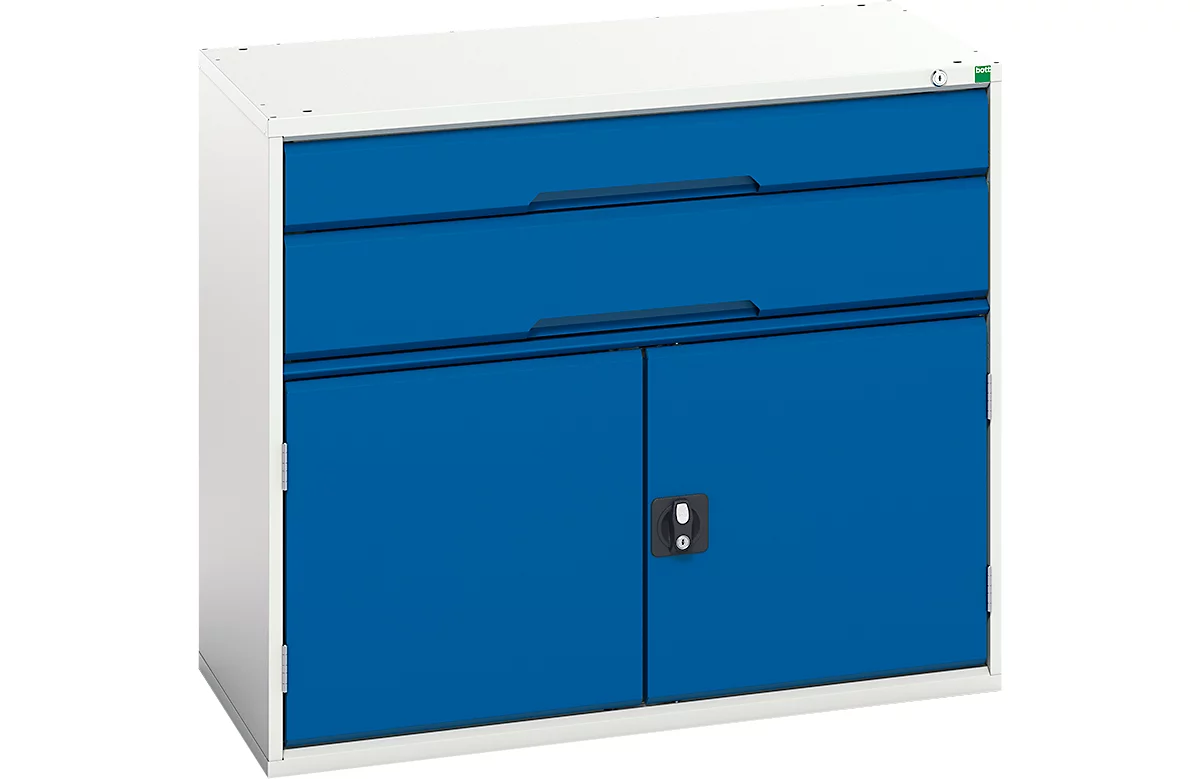 Schubladenschrank Bott Verso, 2 Schübe, Bis 75 Kg Je Schub, Flügeltür, Vollauszug, B 1050 X T 550 X H 900 Mm, Stahlblech, Grau-Blau 1 Schubladenschrank Bott Verso, 2 Schübe, Bis 75 Kg Je Schub, Flügeltür, Vollauszug, B 1050 X T 550 X H 900 Mm, Stahlblech, Grau-Blau