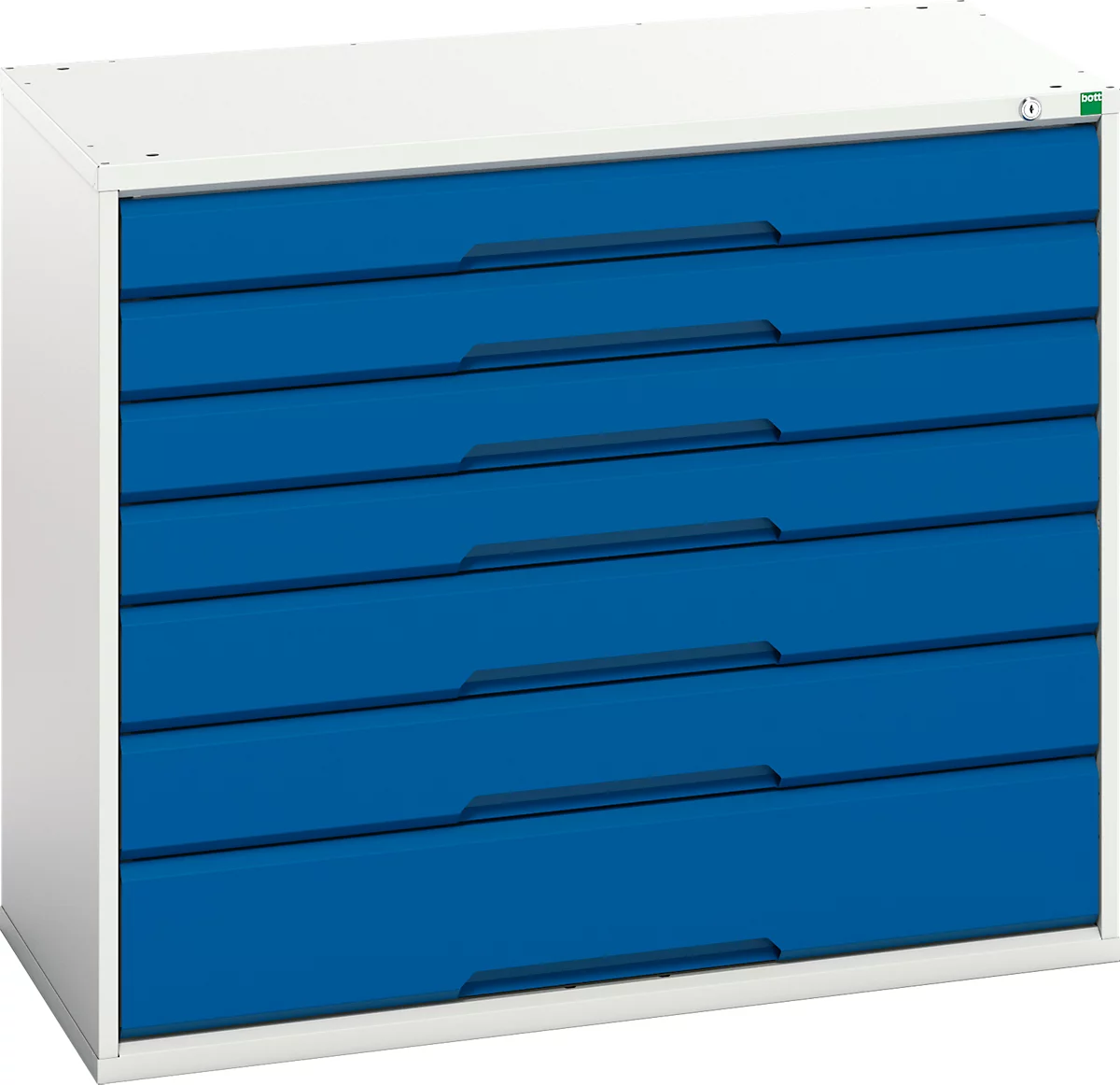 Schubladenschrank Bott Verso, 7 Schübe, Bis 75 Kg Je Schub, Vollauszug, B 1050 X T 550 X H 900 Mm, Stahlblech, Grau-Blau 1 Schubladenschrank Bott Verso, 7 Schübe, Bis 75 Kg Je Schub, Vollauszug, B 1050 X T 550 X H 900 Mm, Stahlblech, Grau-Blau