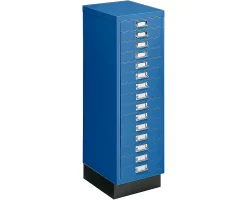 Schubladenschrank DIN A4, Mit 15 Schubladen, 940 Mm Hoch, Enzianblau