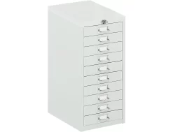 Schubladenschrank Mit Zentralverschluss, 10 Schubladen, 675 Mm Hoch, Lichtgrau
