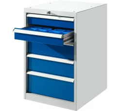 Schubladenschrank SB 5801, Lichtgrau/blau