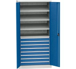 Schwerlastschrank, 4 Fachböden, 8 Schubladen, Tragkraft Pro Fachboden 40 Kg