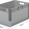 Sparset 5-teilig Euro Box ELB 6320, Aus Polypropylen, Inhalt 64 L, Grau, B 600 X T 400 X H 320 Mm