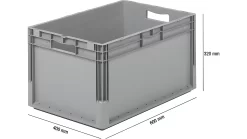 Sparset 5-teilig Euro Box ELB 6320, Aus Polypropylen, Inhalt 64 L, Grau, B 600 X T 400 X H 320 Mm