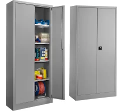 SSI Schäfer Universalschrank 2er-Set, Stahl, Abschließbar, 950 X 400 X 1935 Mm, 5 OH, Weißaluminium RAL 9006