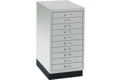 SSI Schubladenschrank DIN A3, 10 Schübe, 675 Mm Hoch, Lichtgrau
