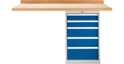 TOP-Werkbank, Werkbankschrank, 5 Schübe, Anbaueinheit, 1500 Mm Breit