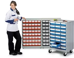 Schubladenregal, Mit 48 Schubladen, Grau -Lager und Betriebslager treston schubladenregal mit 48 schubladen img SI 070182 A