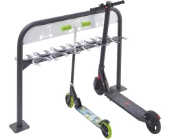 Tretrollerständer, 1-seitig, 6 Einstellplätze, Mit Diebstahlschutz, B 1060 X T 175 X H 500 Mm, Stahl Pulverbeschichtet, Anthrazit-schwarz, Zum Aufdübeln -Lager und Betriebslager tretrollerstaender 1 seitig 6 einstellplaetze mit diebstahlschutz b 1060 x t 175 x h 500 mm stahl pulverbeschichtet anthrazit schwarz zum aufduebeln img SI 125693 D cut