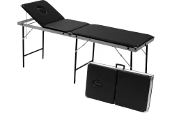 Untersuchungsliege, 3-teilig, Bis 200 Kg, Auf Koffergröße Zusammenklappbar, Verstellbares Kopfteil, 1970 X 560 Mm, Polster Schwarz