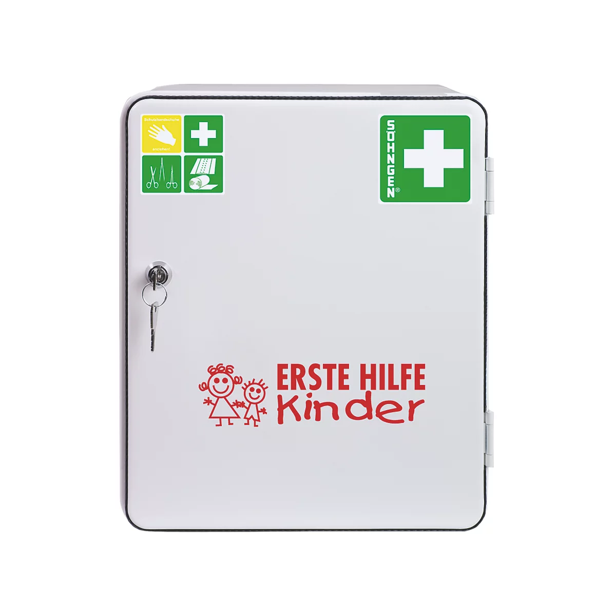 Verbandschrank Soehngen Kindergarten, Für Kinder Bis 6 Jahren, DIN 13157, Abschließbar, L 302 X B 140 X H 362 Mm, Weiß 1 Verbandschrank Soehngen Kindergarten, Für Kinder Bis 6 Jahren, DIN 13157, Abschließbar, L 302 X B 140 X H 362 Mm, Weiß