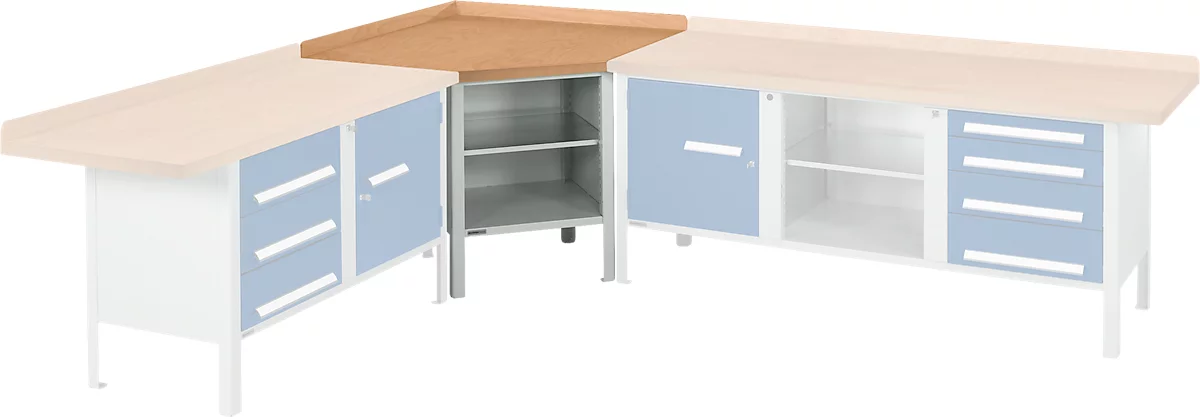 Werkbank-Ecklösung Schäfer Shop Select PWi 75, Mitteldichte Faserplatte (MDF), Bis 750 Kg, B 1095 X T 1095 X H 838 Mm, Lichtgrau 1 Werkbank-Ecklösung Schäfer Shop Select PWi 75, Mitteldichte Faserplatte (MDF), Bis 750 Kg, B 1095 X T 1095 X H 838 Mm, Lichtgrau