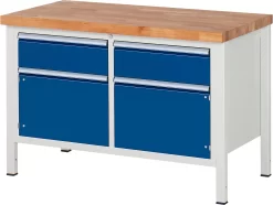 Werkbank Modell 8466, 2 Schubladen, 2 Türen, Höhenverstellbar, B 1250 X T 700 X H 840-1040 Mm