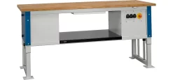 Werkbank Multi4power, Elektr. Höhenverstellbar, B 2030 X T 800 X H 710-1080 Mm, Für Bis Zu 2000 Kg, Lichtgrau/enzianblau