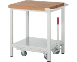 Werkbank Serie 8000, Fahrbar, Absenkbar, Ablageboden, B 750 X T 700 X H 880 Mm