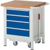 Werkbank Serie 8162, Absenkbar, Fahrbar, 4 Schubladen, B 750 X T 700 X H 880 Mm