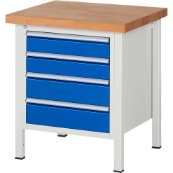 Werkbank Serie 8162, Höhenverstellbar, 4 Schubladen, B 750 X T 700 X H 840 - 1040 Mm