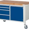 Werkbank Serie 8470, Fahrbar, 4 Schubladen, 1 Tür, Breite 1250