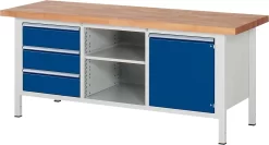 Werkbank Serie 8563, 3 Schubladen, 1 Fachboden, Tür Mit Fachboden, T 700 Mm