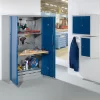 Werkstattschrank Mit Falttüren, B 1200 X T 500 X H 1935 Mm, Weißaluminium RAL 9006/enzianblau
