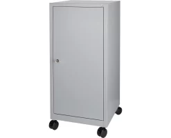 Werkzeugschrank Mit Rollen, Flügeltür, 2 Böden, 1 Schub, B 500 X T 500 X H 1000 Mm, Abschließbar, Weißaluminium