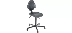 XXL-Arbeitsdrehstuhl Meychair Workster Pro W13-01070, Mit Rollen, Höhenverstellbar, Bis 170 Kg, Stahl & Polyurethanschaum, Desinfektionsmittelbeständig, Schwarz